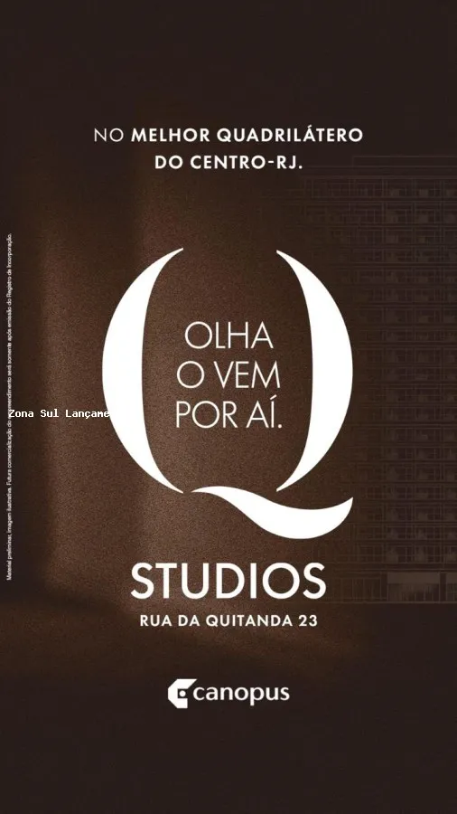 Foto do imóvel QStudios Rua da Quitanda 23 · Lançamento 2026 · A partir de R$ 349 mil · Centro do Rio