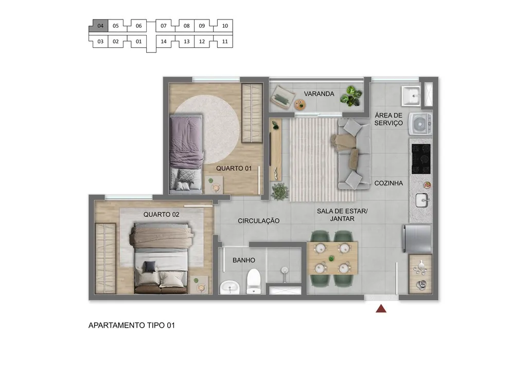 Imagem Apartamento à venda em Diadema-SP, bairro Piraporinha! 2 quartos, 1 banheiro, 43m² de área no Condomínio Sou Viver Milão.