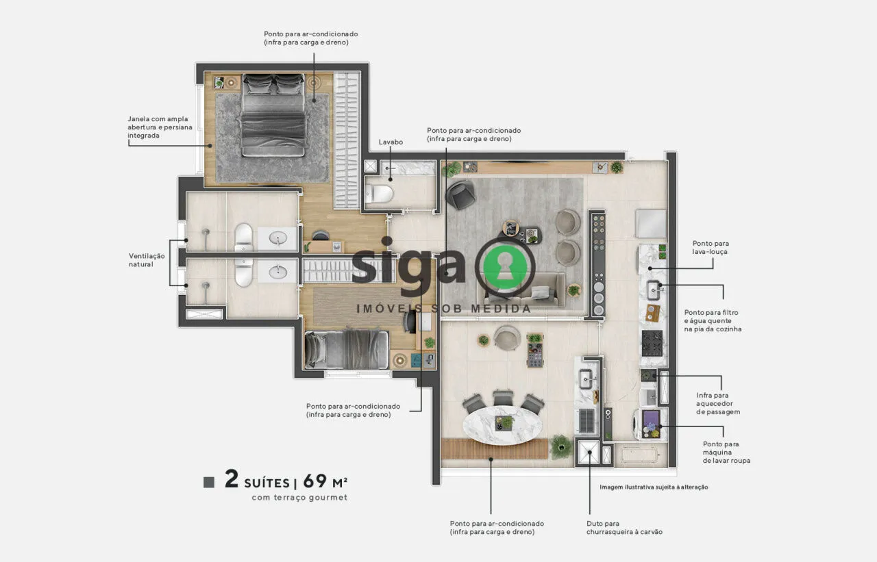 Imagem Apartamento para venda no Brooklin 02 suítes, São Paulo - SP
