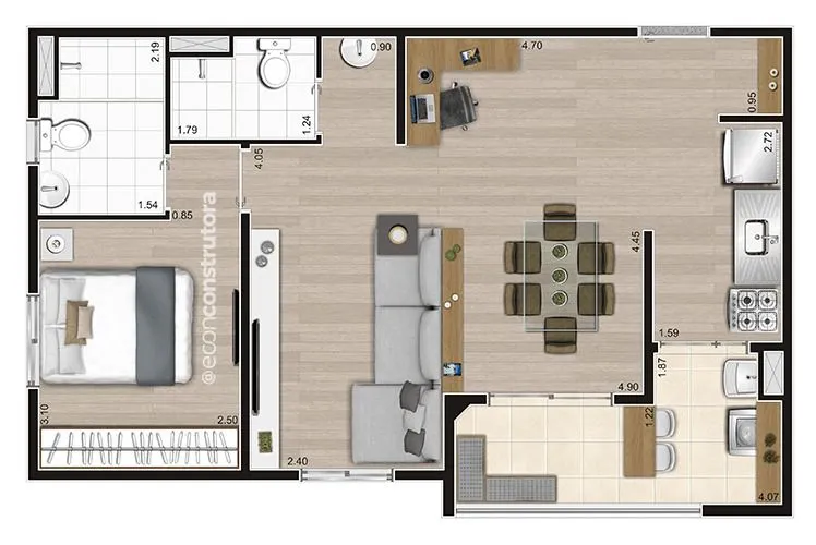 Imagem Apartamento com 2 dormitórios à venda, 47 m² por R$ 402.600,00 - Vila das Bandeiras - Guarulhos/SP