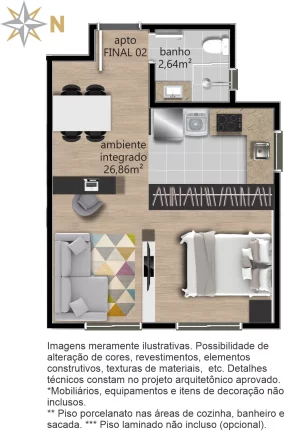 Imagem Apartamento 2 quartos para venda no bairro Centro em Caxias do Sul