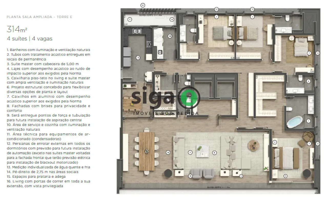 Imagem Apartamento à venda nos Jardins de 314m² com 4 suítes e 4 vagas - São Paulo