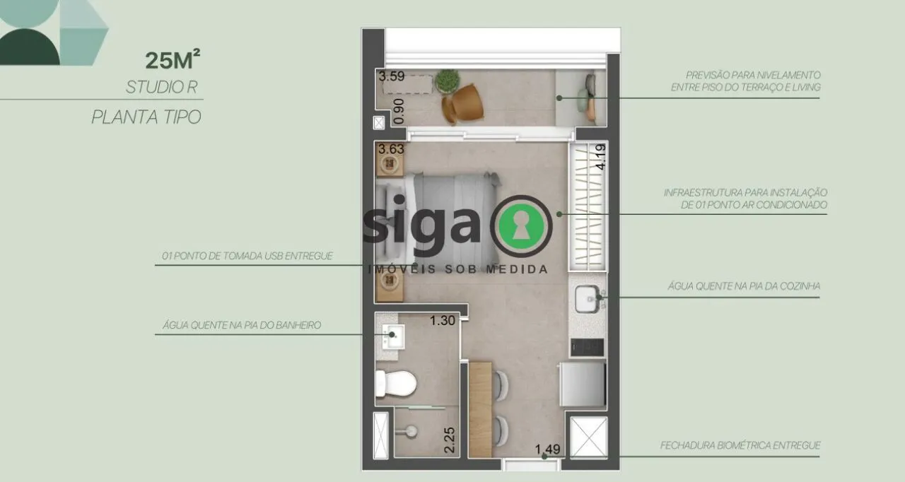 Imagem Apartamento Studio para venda em Santo Amaro, São Paulo - SP