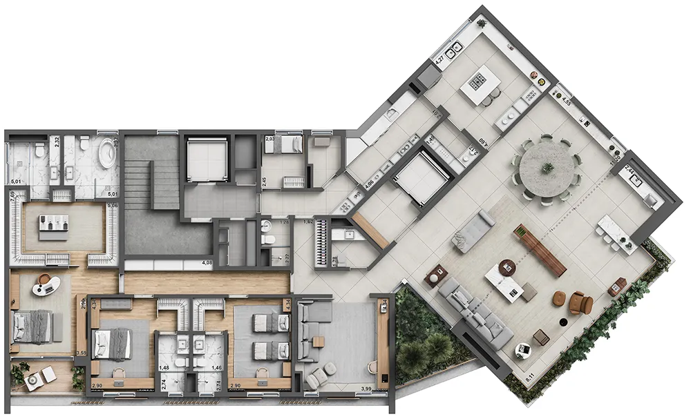 Imagem Um projeto atemporal, moderno, mas também clássico. São dois blocos que se encontram por meio de ...