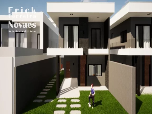 Imagem Excelente Casa Duplex em construção composta por 3 quartos sendo 1 suíte com closet, sala de estar e jantar, cozinha área gourmet com piscina