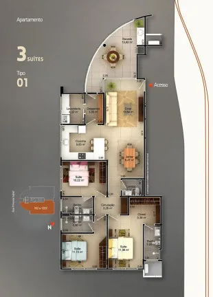 Imagem Apartamento com 3 Quartos à Venda, 132 m² em Centro - Criciúma