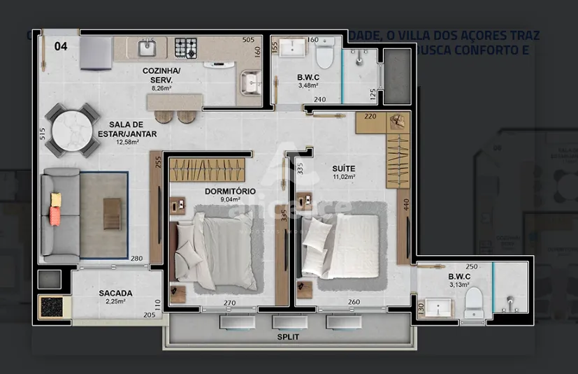 Imagem Apartamento à Venda - 2 Dormitórios i 1 Suíte I Sacada com Churrasqueira I Piscina - em Biguaçu/SC