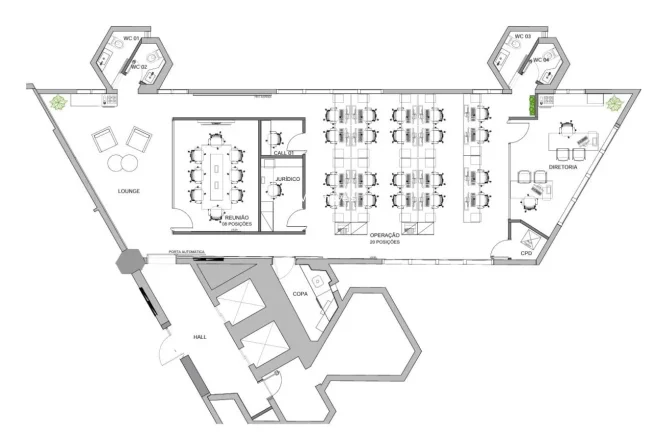 Imagem Conjunto comercial com 180m² e 20 posições de trabalho na Vila Olímpia.