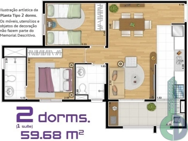 Imagem Apartamento à venda em Osasco-SP, Jaguaribe, 2 quartos, 1 suíte, 2 banheiros, 1 vaga e 60,00m² de área. Venha Conferir!