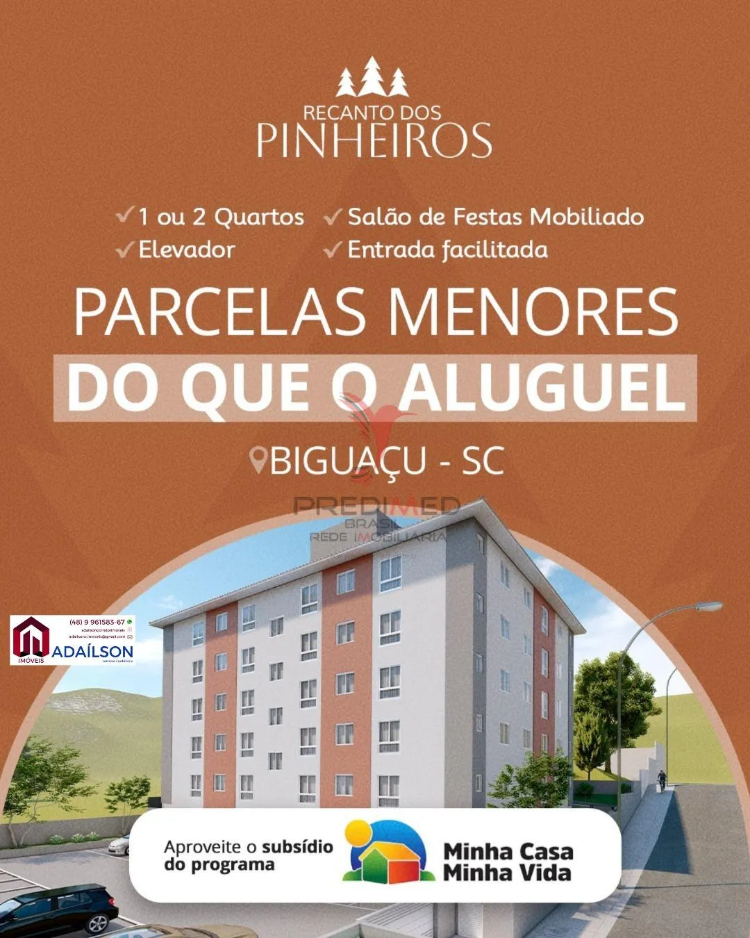 Foto do imóvel O Recanto dos Pinheiros 2 é um residencial com 50 apartamentos, de 1 e 2 Dormitórios em Rua Guilherme Valdir Nascimento - Jardim Janaína, Biguaçu - SC