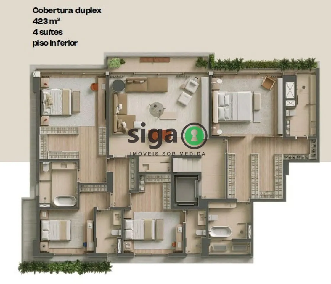Imagem Cobertura Duplex à venda no Itaim de 425 m² com 4 Suítes e 5 Vagas - São Paulo