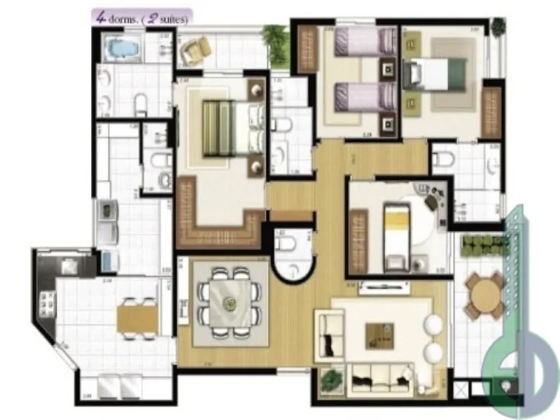 Imagem Oportunidade única: Apartamento de luxo com 4 quartos e 3 vagas no Edifício Jardins de Monet São Caetano, Santa Paula.
