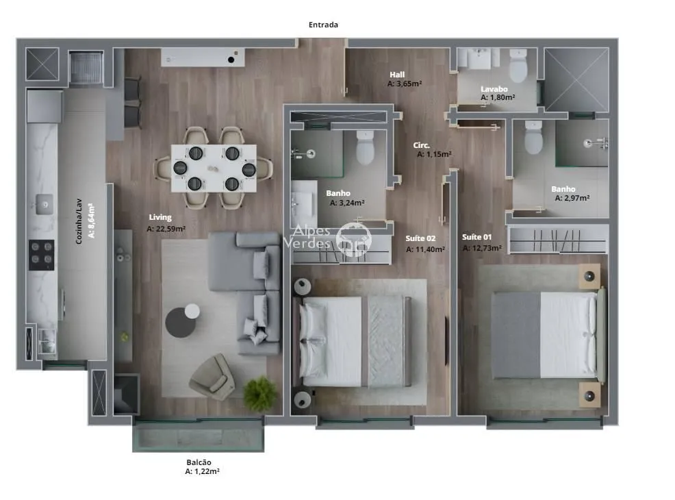Imagem APARTAMENTO COM 2 SUITES PROX. DA CATEDRAL DE PEDRA EM CANELA