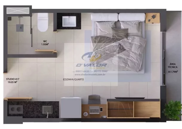 Imagem Vendo Flats de 20 m² a 23 m², no Jardim Oceania