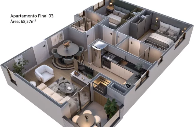 Imagem Apartamento 2 quartos sendo 1 suíte para venda no bairro Santa Catarina em Caxias do Sul