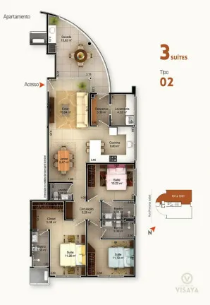 Imagem Apartamento com 3 Quartos à Venda, 132 m² em Centro - Criciúma