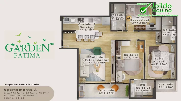 Imagem Garden Fátima: Lançamento com 2 e 3 Suítes + Lazer Incrível!