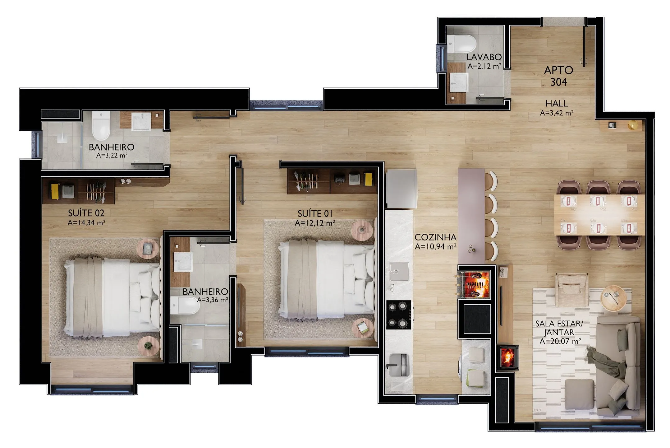Imagem Apartamento à venda em Gramado, Centro, com 2 quartos, 97.35m2