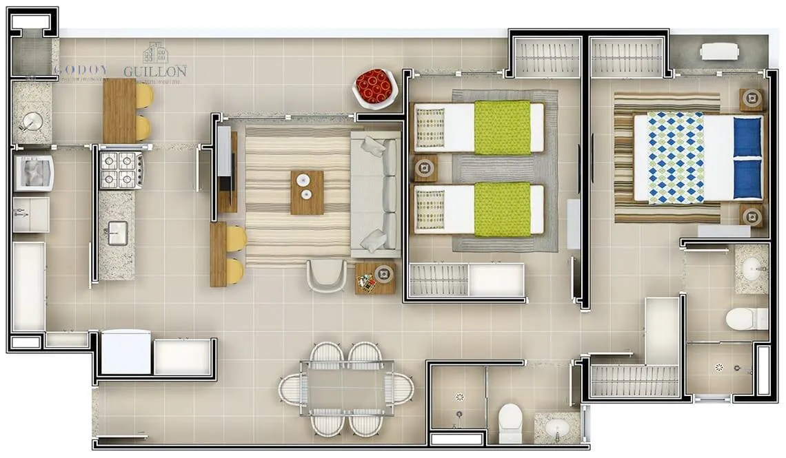 Imagem Apartamento à venda 2 Quartos, 1 Suite, 1 Vaga, 74.56M², Barranco, Taubaté - SP | Lançamento - Rembrandt Residencial