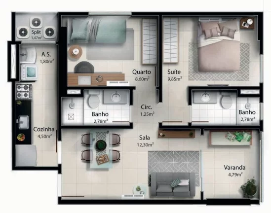 Imagem Apartamento com 2 dormitórios à venda, 57 m² por R$ 635.000,00 - Jockey de Itaparica - Vila Velha/ES