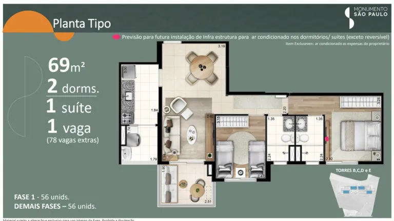 Imagem Apartamento com 2 Quartos à Venda, 69 m² em Jardim Caboré - São Paulo