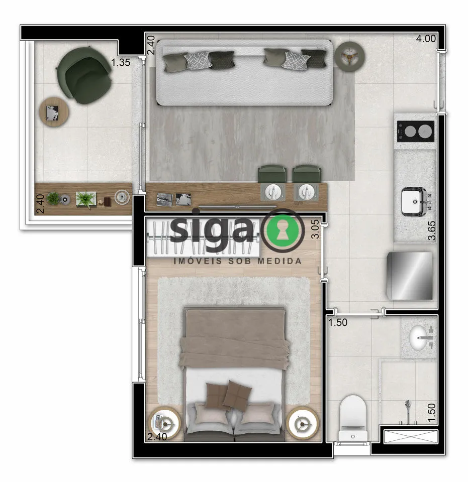 Imagem Apartamento para venda no Jardins 01 dormitório, São Paulo - SP