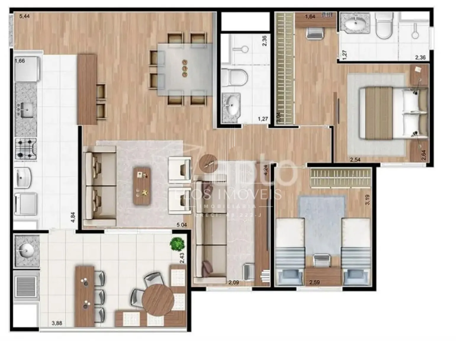 Foto do imóvel Apartamento de 3 quartos, 88m² no bairro Vila Santa Rosália, em Limeira em Vila Santa Rosália, Limeira - SP