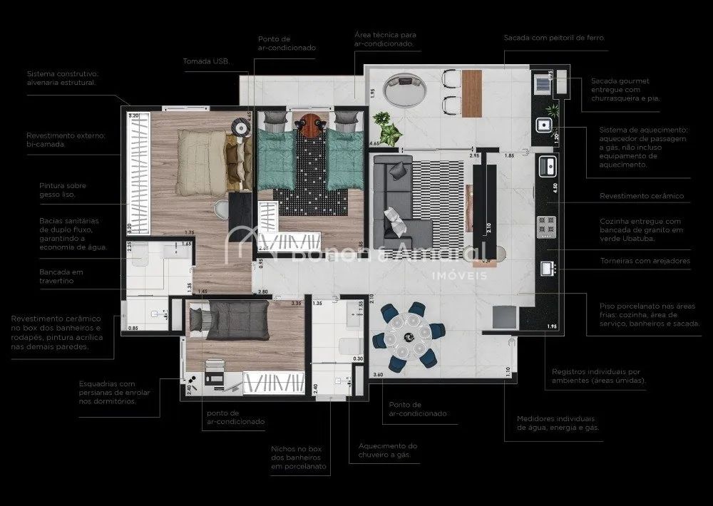 Imagem Excelente apartamento de 97 m2, nunca habitado, com planejados