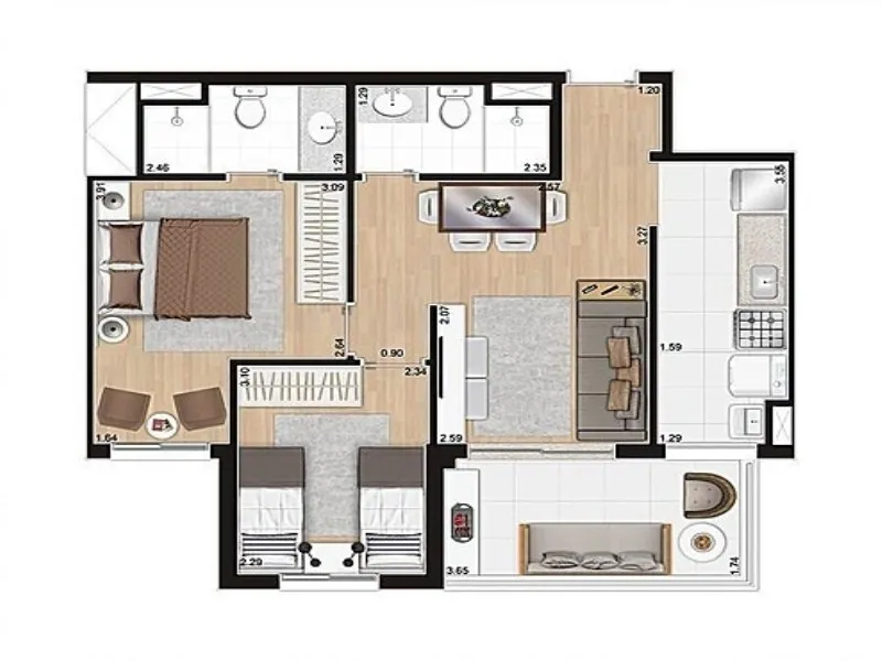 Imagem Apartamento à venda em Santo André-SP, Vila Apiaí: 2 quartos, 1 suíte, 2 banheiros e 1 vaga na garagem! Condomínio Livepark.