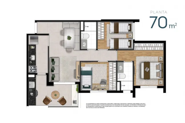 Imagem Apartamento com 2 Quartos à Venda, 57 m²em Ferreira - São Paulo