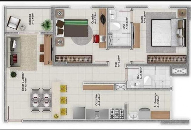 Imagem Apartamento com 2 Quartos à Venda, 64 m² em Coqueiro - Belém