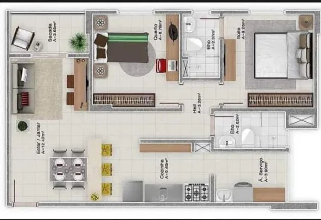 Imagem Apartamento com 2 Quartos à Venda, 64 m² em Coqueiro - Belém