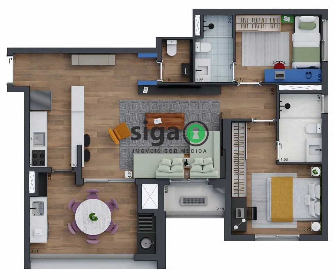 Imagem Apartamento 86 m² | 2 suítes (ou 3 dorm.) Espaço elevado, estilo Zeit Brooklin