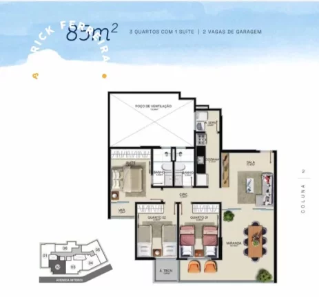 Imagem Apartamento de três e dois dormitório sendo uma suite, com área de lazer completa. até duas vagas de garagem na praia do morro.