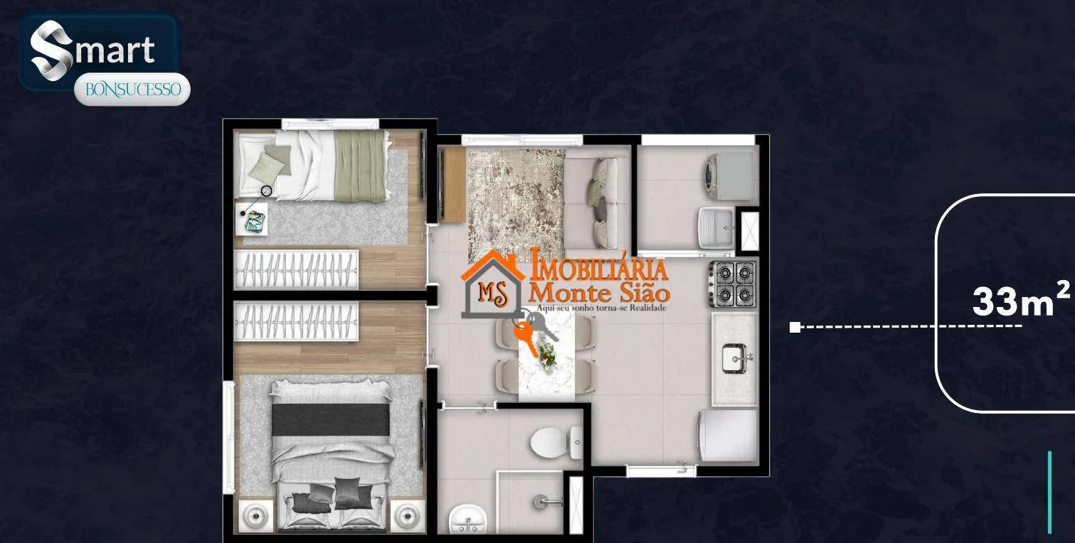 Imagem Apartamento com 2 dormitórios à venda, 33 m² por R$ 334.900,00 - Vila Nova Bonsucesso - Guarulhos/SP