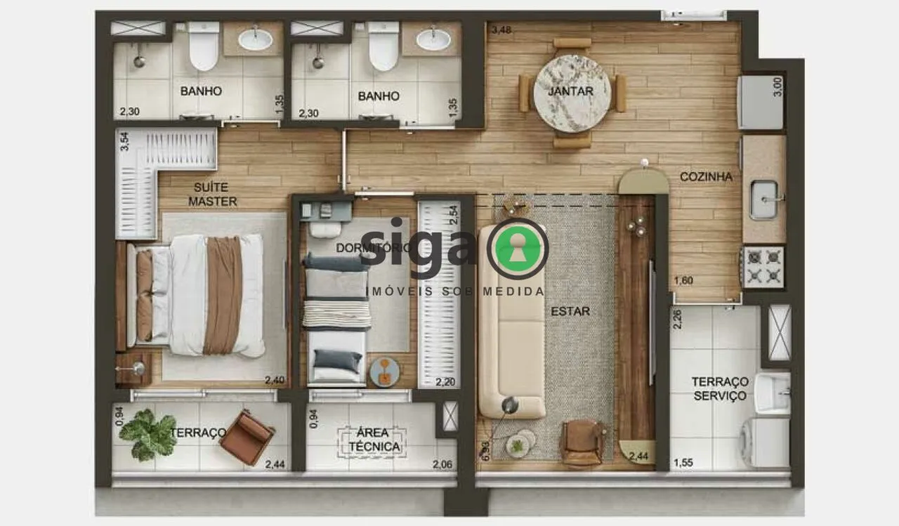 Imagem Apartamento 60m² no Brooklin com Suíte e Vaga | Alto Potencial de Rentabilidade