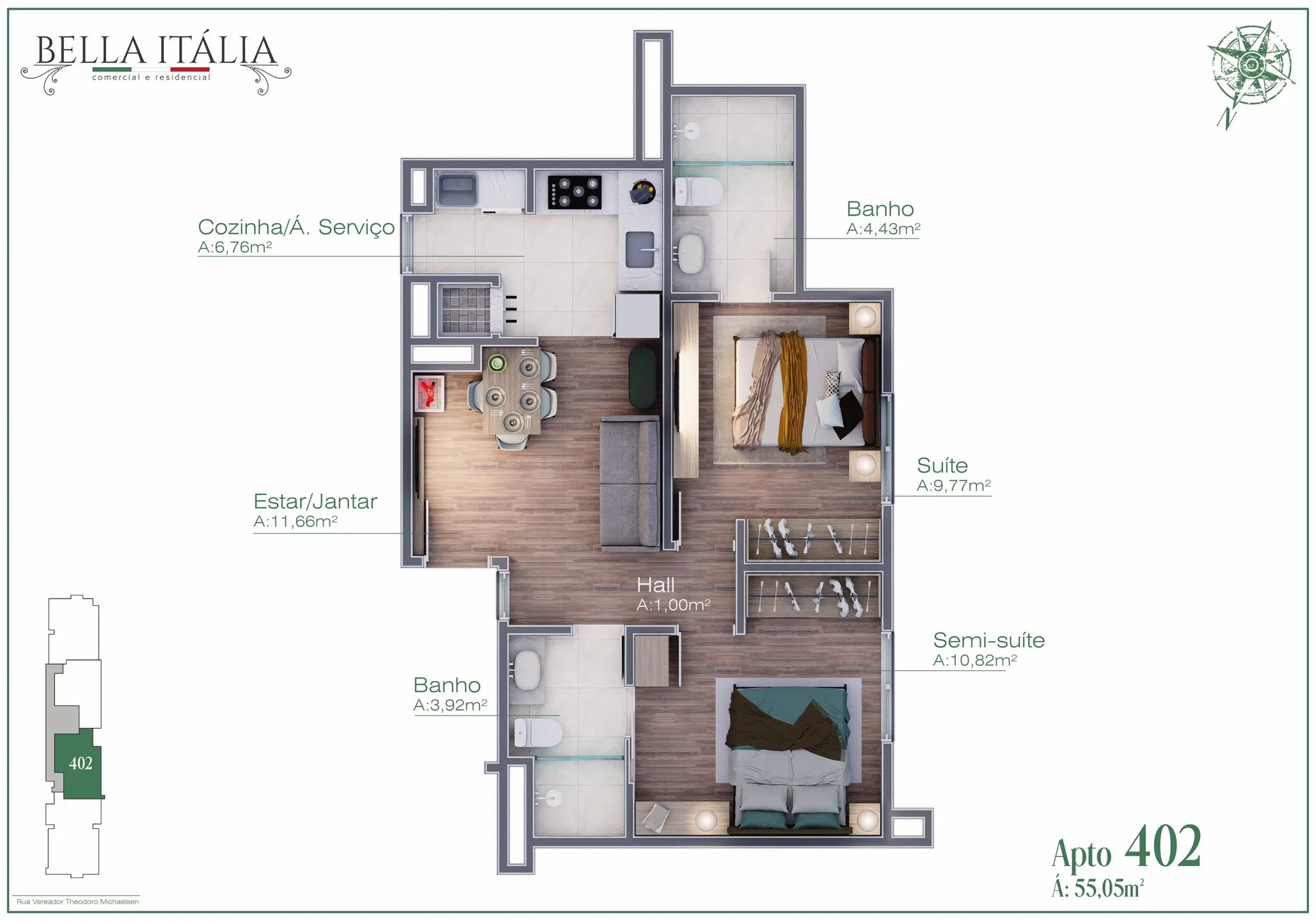 Imagem Apartamento à venda em Gramado, Moura, com 1 quarto, 42.79m2
