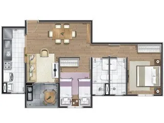 Imagem Apartamento de 2 quartos no Condomínio Park Club Bairro Jardim em Santo André-SP