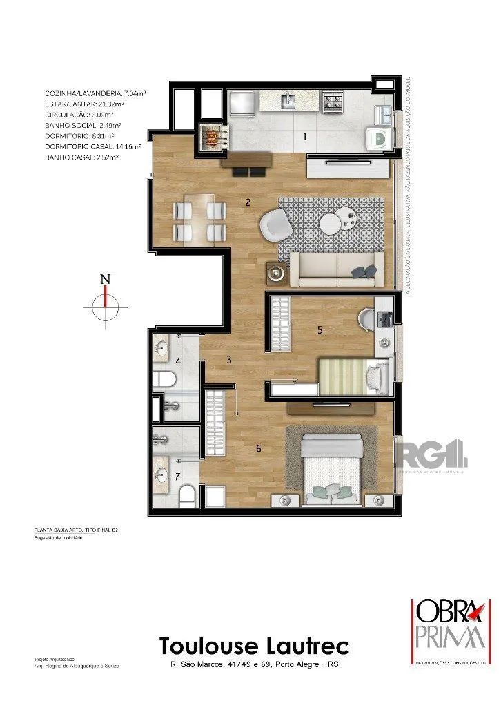 Imagem Apartamento de 2 dormitórios e uma vaga para Comprar no Bairro Bom Jesus.