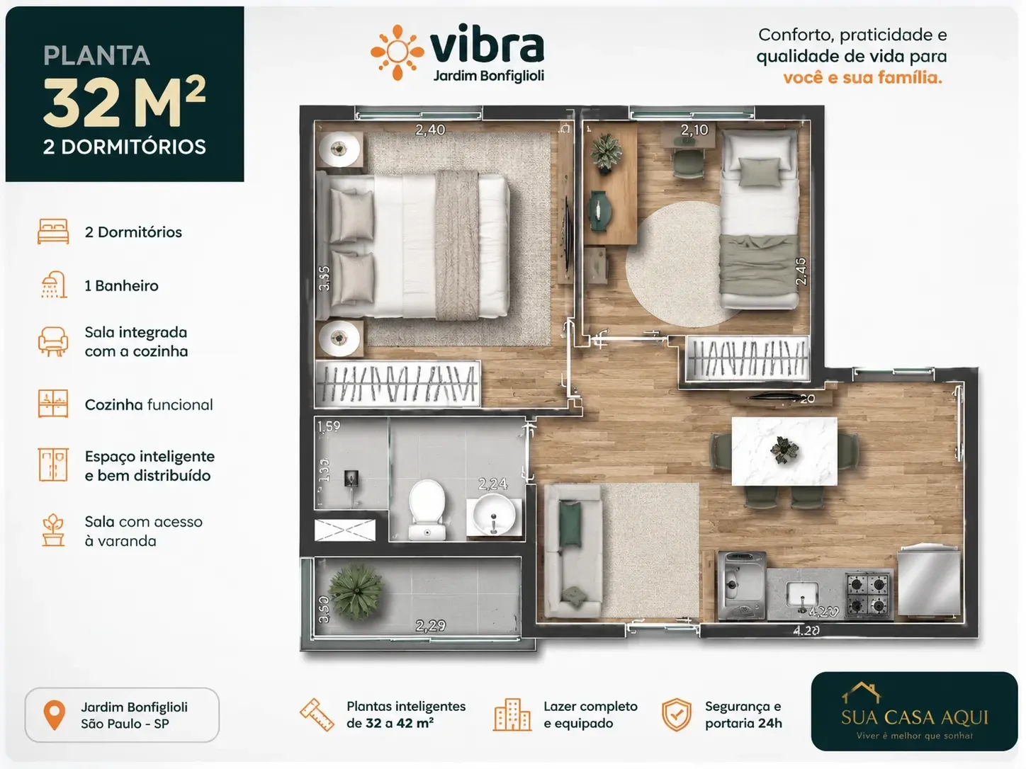 Imagem Apartamento com 2 Quartos à Venda, 42 m² em Jardim Bonfiglioli - São Paulo