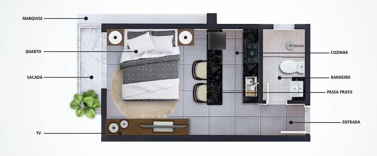 Imagem Loft para Venda em Curitiba, Guabirotuba, 1 dormitório, 1 banheiro