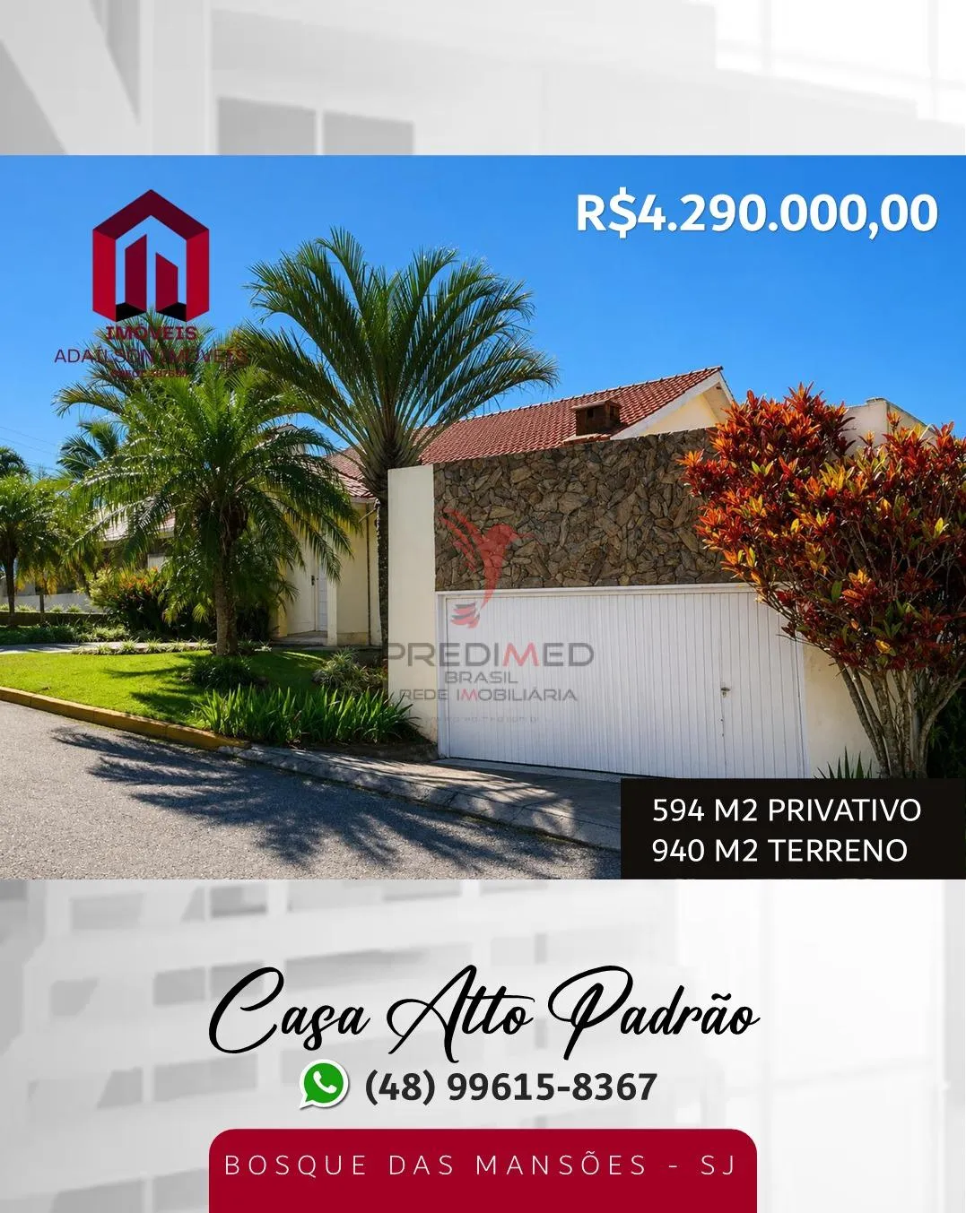 Imagem Casa Alto Padrão| Bosque das Mansões Em São Jose SC BRASIL á 15 minutos de Florianópolis