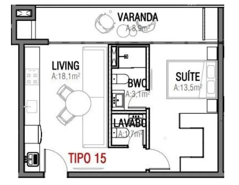 Imagem Studio à venda com 53.7m2 por R$ 990.000,00