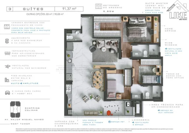Imagem Apartamento 03 Quartos ao lado do Shopping Colinas
