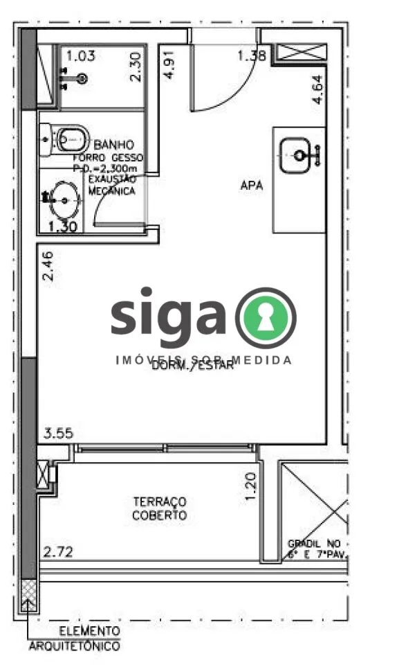 Imagem Studio á Venda - 1 quarto, 24m²