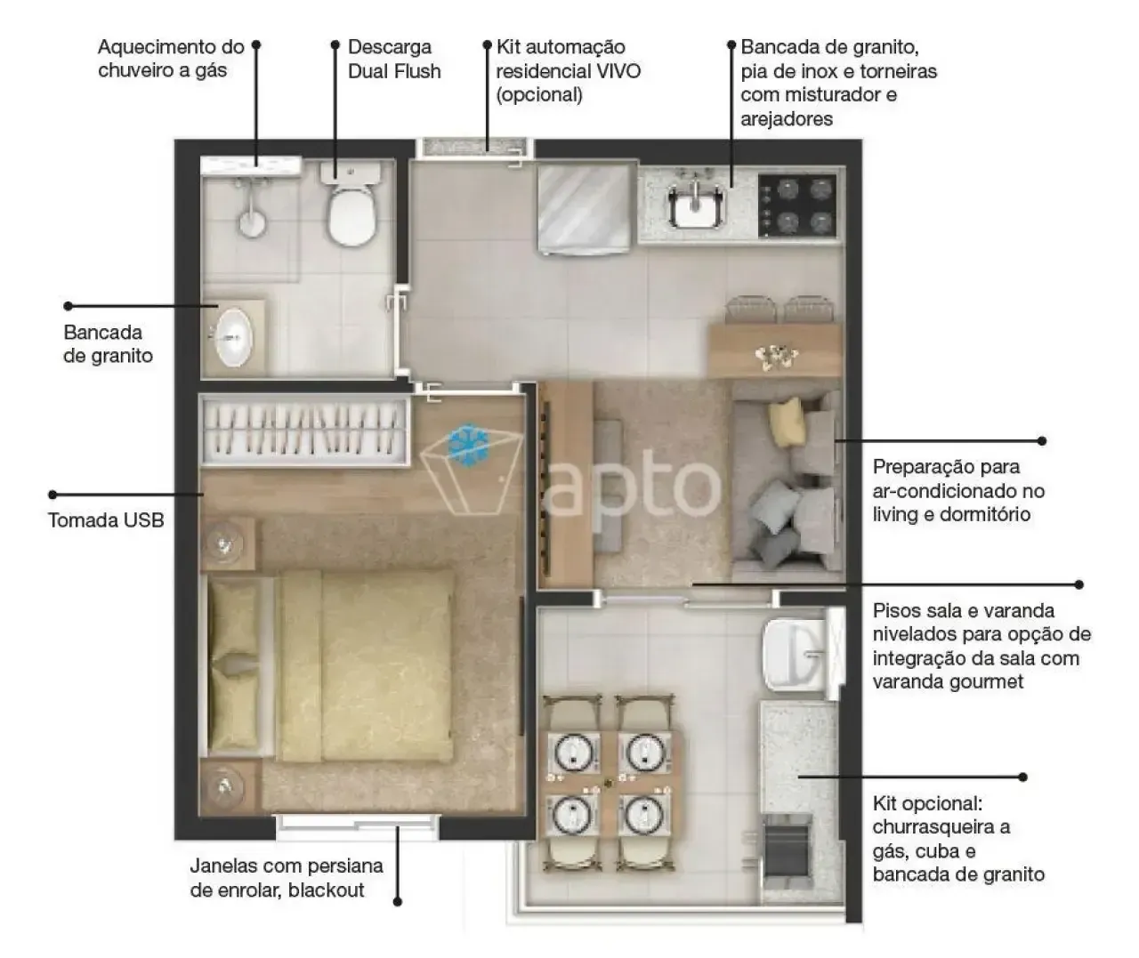 Imagem Apartamento com 2 Quartos à Venda, 42,18 m² em Vila Pereira Cerca - São Paulo