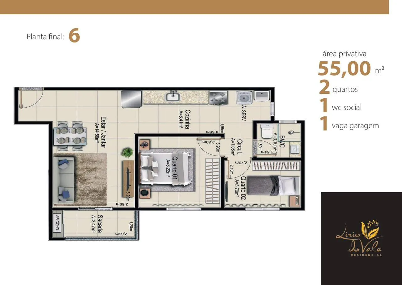 Imagem Apartamento 2 quartos Condomínio Lírio do Vale Bairro Morada do Ouro