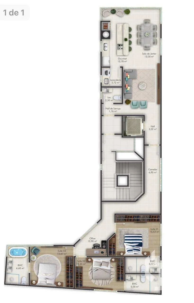 Imagem Apartamento frente mar com 3 suítes em Balneário Perequê