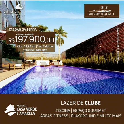 Imagem Apartamento com 2 Quartos à Venda, 43 m² em Jardim Três Irmãos - Taboão da Serra