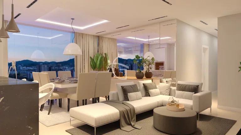 Imagem Apartamento de alto padrão para venda no América em Joinville, com uma área de lazer completa e totalmente mobiliada e decorada.